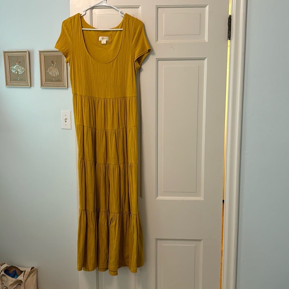 Anthropologie yellow maxi dress